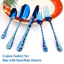 WAYDEKO Stainless Steel Flatware Set Knives Forks Spoons Set, Lasered Vintage Paisley /Seashell/Snowflakes Pattern Design, Mirror Polish And Dishwasher Friendly Black,Blue,Colorful Silverware Set, Cutlery Set,Stainless Steel Halloween Black Flatware Set Knives Forks Spoons Set