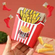 1 双高品质炸薯条袜，男女通用有趣可爱舒适袜子，适合所有季节，个性化彩色袜子增强家庭氛围，原宿嘻哈风格时尚袜子 - 彩色 - 查看 8