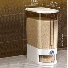1pc 10L/20L Kitchen Rice Storage Container, PP Material, One-Touch Measured Rice Dispenser, Multi-Seal Anti-Insect, Transparent View, Crevice Storage, Moisture & Pest Proof - White - View 10