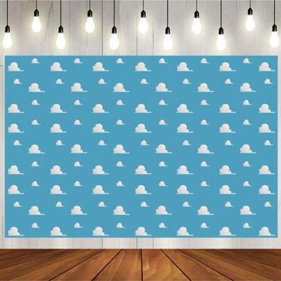 1 Fondo de fotografía con tema de historia de héroe, cielo azul de dibujos animados y nubes blancas, 150 x 100 cm/210 x 150 cm/270 x 180 cm, decoración para baby shower, cumpleaños, Día de la Madre, interior y exterior