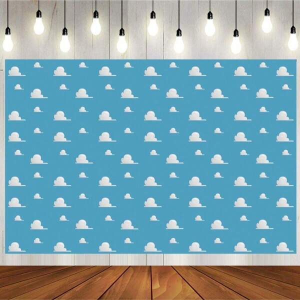 1 Fondo de fotografía con tema de historia de héroe, cielo azul de dibujos animados y nubes blancas, 150 x 100 cm/210 x 150 cm/270 x 180 cm, decoración para baby shower, cumpleaños, Día de la Madre, interior y exterior