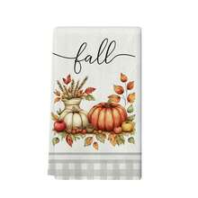 Un set de 2 bucăți de prosoape cu tematică de toamnă de Ziua Recunoștinței, concepute cu prosoape imprimate cu model de dovleac și frunze de arțar, lavabile la mașină, rezistente la căldură, absorbante și reutilizabile, potrivite pentru decorarea camerei, prosoape de bucătărie și baie, decorarea petrecerilor, decorarea casei, fiind un cadou ideal pentru toamnă și Ziua Recunoștinței. - Multicolor - Vizualizare 19