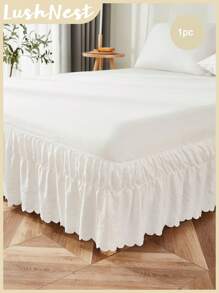 1件白色荷叶边床裙，波西米亚农舍风格，柔软超细纤维床裙，男女通用，不含被子