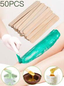 100/50 piezas Palitos de madera con punta redonda encerados/Espátulas aplicadoras de cera/Palitos mezcladores de cera, aptos para mezclar diversos tipos de cera
