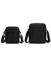 1个纯色休闲尼龙单肩斜挎包，轻便时尚，适合上班族、大学生、商务通勤、办公礼品、斜挎包、哥特迷你格纹包、单肩包、教师礼物、女友礼物、手机钱包、学习用品 - 黑色 - 查看 2