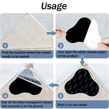 4/8/12 piezas Almohadillas antideslizantes reutilizables y lavables para alfombras, almohadillas adhesivas multiusos, cinta adhesiva de doble cara sin rastro, alfombra antideslizante