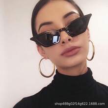 Retro Cat - Eye Triangle  For Women: Colorful  Shades For Street Style - Transparent Frame Blue Film - View 4