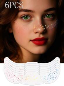 Glitzer Sommersprossen Gesichtstattoo, Glitzer Sommersprossen für das Gesicht, 24/12/6/4/2 Stück goldene Glitzer Sommersprossen, Gesichts-Glitzer Make-up Patches