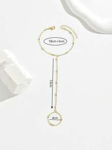 1pc Minimalist Style Exquisite Versatile Chain Beaded Link Finger Ring Bracelet For Women, Suitable For Daily Wear And Outing