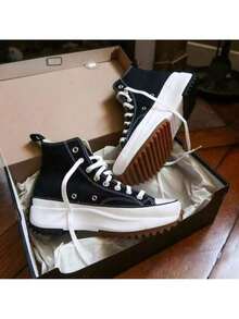 Taylor Chunk Women's Sneaker Boot, Fashion Blogger, White/Black, Extreme Comfort And Style - High Sole, High Shaft - Negro - Ver 1