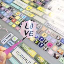1 Roll English Letter Phrase PET Decorative Adhesive Tape, Suitable For Notebook Decoration, Scrapbooking, Phone Case Decor, Water Bottle Decor, Waterproof And Tear-Resistant, Magazine Collage, Basic English Letter Planner Sticker Tape - Multicolor - View 6
