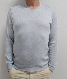 Men's Cold Weather Blouse | Men's Knitted Sweater | Winter Knitted Wool Pullover Long Sleeve V-Neck - 灰色 - 查看 9