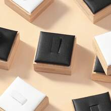 1pc Natural Bamboo Wood Ring Stand, Jewelry Display Rack Back To School - White - View 7