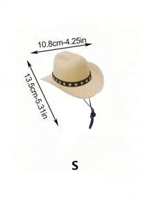 1pc Pet Cowboy Hat, Pet Accessory For Cats & Dogs, Western Style Sun Hat For Outdoor Activities, Holidays & Photoshoots - Multicolor - View 18