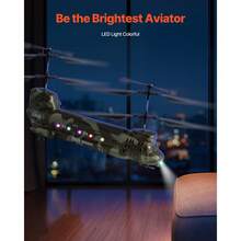 RC Helicopter, 2.4GHz Military Remote Control Helicopter, 3.5 Channel RC Airplane For Kid, 20 Mins Flight Time, One-Key Take Off/Landing & LED Lights, Flying Plane Toys For Kids Ages 8 And Up - màu xanh lá - Xem 4