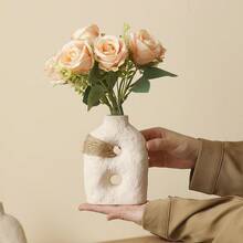 1/3 piezas Juego de jarrones de cerámica vintage rústica en beige - Perfecto para cañas, ideal para bodas y decoración del hogar, adecuado para sala de estar, dormitorio y decoración central de mesa de café, decoración de habitación, jarrón de flores, jarrón de vidrio