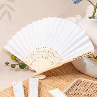 [Anpassad] 1/5/10/30/50/100 st. vita tomma vikbara pappersfläktar - Lämpliga för gör-det-själv-dekoration, bröllopsfestpresenter och hempresenter, retro bambu handhållen vikbar fläkt för damer, lärardagspresent, damklänningsaccessoarer., slitstark, färgglad, söt, bedårande, rolig, kawaii, år 2000, snygg, unisex, casual, anpassad, personlig, unik, anpassad, perfekta presenter till honom, perfekta presenter till henne, henne, pojkvän, flickvän, familj, vänner