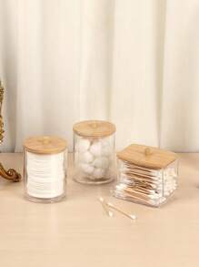 1/2/3pcs Qtip Bathroom Storage Box - Ball, Swab, Round Pad, Dental Floss, Makeup Brush, Hair Tie, Suitable For Bathroom Storage, Dressing Table Storage - Multicolor - View 4