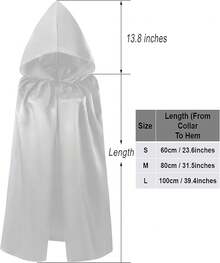 Kids Hooded Cloak Robe Halloween Cosutme Cape Fancy Halloween Cosplay Costumes 3 To 16 Years - 白色 - 查看 4