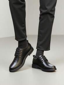 Zapatos de Vestir Oxford de Piel para Hombre con Forro Clásicos con Cordones,Zapatos de vestir para hombre, zapatos casuales, zapatos formales de negocios con cordones de corte bajo,negocio negro Zapatos,adecuado para la celebración de bodas, anfitriones, banquetes, fiestas, trabajo de negocios y ropa casual diaria - Negro - Ver 3