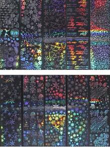 10 件激光玫瑰花美甲转印箔纸花塑料指甲箔转印贴纸 DIY 美甲设计一次性美甲用品柔和色彩装饰