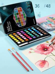 36色固体水彩颜料套装，便携式金属盒包装。这款艺术家级别的旅行水彩颜料套装，装在小巧的金属盒中，是艺术家、初学者和学生的理想之选。 - 粉色 - 查看 4