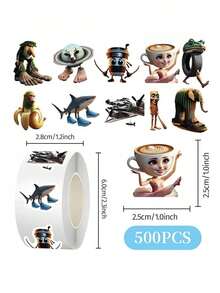 1 Stück Scroll Aufkleber Kollektion, süße Cartoon Kontoset dekorative Aufkleber, Siegelaufkleber, Handydekoration Aufkleber, Wasserglas Dekorationsaufkleber