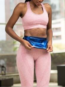 随机款式汗腰训练紧身胸衣，瑜伽、健身、桑拿健身腰带 - 黑色 - 查看 2