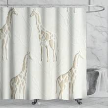 1 件复古长颈鹿纹理艺术印花防水浴帘/挂毯，奢华元素浴室装饰挂件，12 个挂钩，防水涤纶面料，可机洗，适用于酒店、公寓、家居，35 英寸 X 70 英寸、47 英寸 X 70 英寸、59 英寸 X 70 英寸、70 英寸 X 70 英寸秋季装饰浴室配件返校