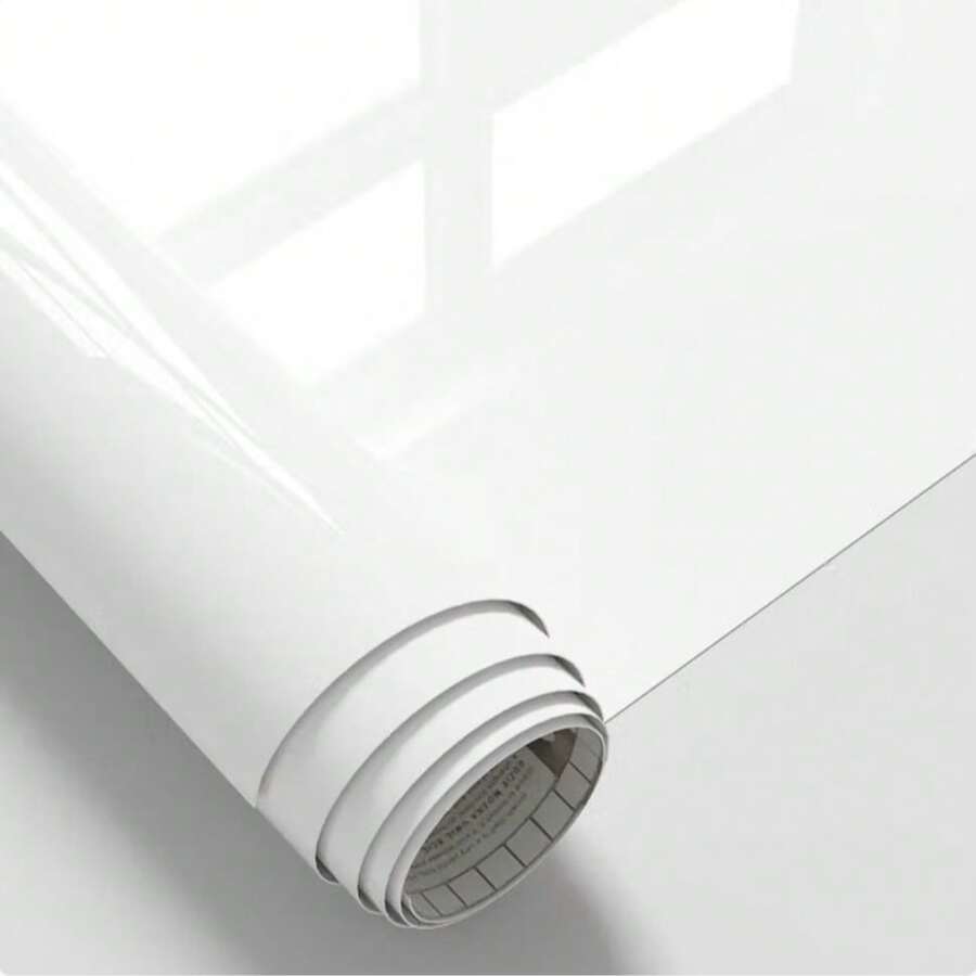 粘性塑料自粘墙纸，白色乙烯基包装膜卷，家具贴纸，用于墙壁橱柜桌子架子闪光效果墙纸墙贴房间装饰墙面装饰厨房卧室客厅装饰 - 珠光白 - 查看 1