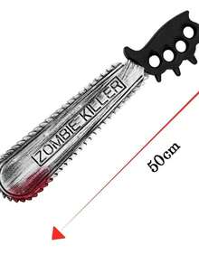 1 件万圣节派对角色扮演道具恶作剧血腥玩具，塑料僵尸电锯锋利刀道具 [手绘，刀柄可能有一些银漆] - 彩色 - 查看 6