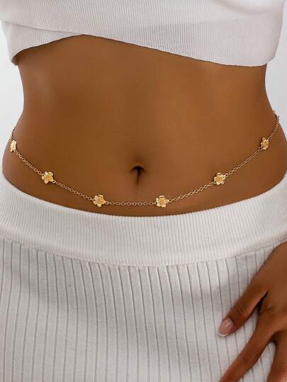 1pc Elegant Sexy Delicate Stud Flower Waist Chain For Women
