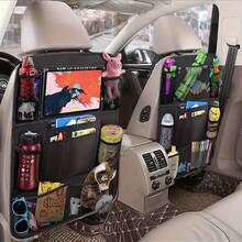 This 2-Piece Car Rear Seat Storage Bag Set Features A Flat Stand, 9 Storage Pockets, A USB/ Headphone Jack, And A Backrest Protector. With A Multi-Functional Design, It Enhances The Storage And Convenience Inside The Car - 黑色 - 查看 2