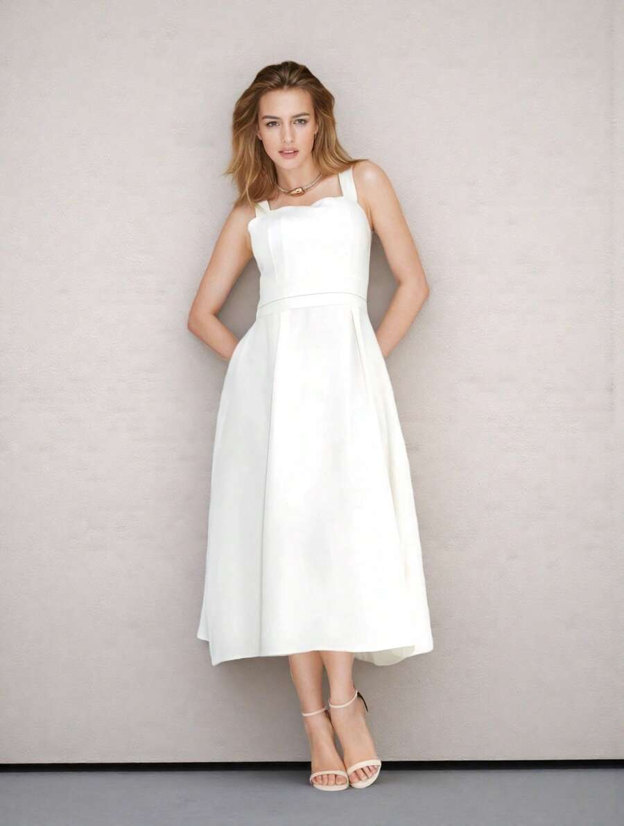 Tailored Dress With Cups Fashion Items!!! - White - View 1