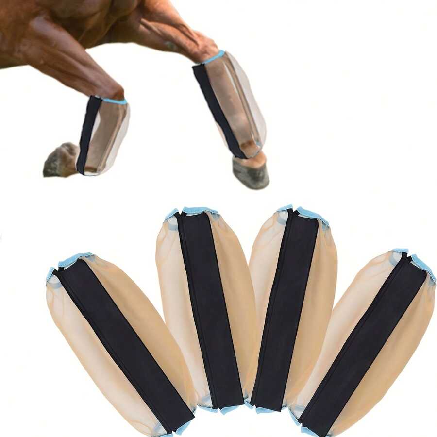 4pcs Champagne Color Universal Size Anti-UV Horse Leg Wraps, Anti-Mosquito Tight Leggings, Lightweight Mesh Horse Riding Boots Leg Covers, Greatly Reduce Stepping On, Breathable
