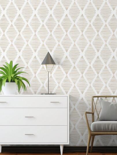 Roll 1m/3m/5m Retro Diamond Gestreepte Minimalist Wand Wallpaper, Removable Self Adhesive Vinyl DIY Home Bedroom, Kitchen, Living Room, Bathroom, Cabinet, Furniture Renewal Paper Stickers Room Wallpaper Bedroom Kitchen view 6