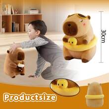 Capybara Plush 12" Pool Party Capybara Stuffed Animal Kawaii Duck Floatie & Sunglasses Wearing Cute Capybara Toy, Ultra Soft Hugging Gift For Kids, Girls, Boys