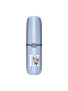 1pc Printed Rose Letter A-Z Blue Portable Toothbrush Holder, Keep Your Toothbrush Clean And Anytime, Anywhere! Travel Toothbrush Storage Box, Portable Toothbrush Cup Sleeve, Multi-Functional Toothbrush Cup, Travel Wash Cup, Toothbrush And Toiletries Storage Set, Suitable For Travel, Camping, Business Trip, School, Dorm Storage, Student Gift, Family Gift. - Blue - View 25