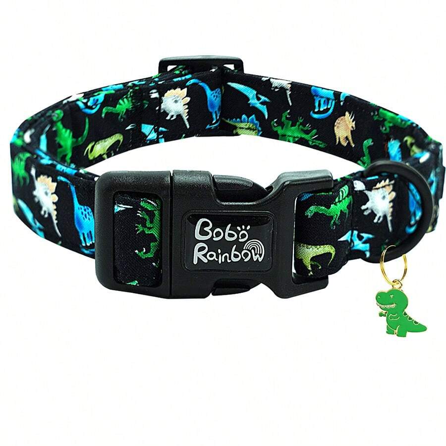 Adjustable Dinosaur Pattern Pet Collar, Comfortable Spring/Summer Puppy Collar