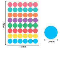 10 Folhas/480 Unidades Etiquetas Redondas Codificadas Coloridas, Adesivos Redondos Codificados em 8 Cores Variadas, Suprimentos Escolares e de Escritório