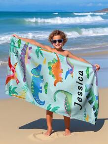 1pc Customized Text Bath Towel Beach Towel, 240GSM, Personalized Towel, Kids Towel, Pool Towel, Bathroom Towel, Holiday Gift, Beach Towel, Outdoor Travel, Beach Essential, Beach, Pool, Bathroom, Swimming Hall