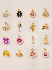 1PC Fashionable DIY Fruit Plant Jade Necklace Pendant, Simple Daily Gold-Plated Color Retention 18K Pendant