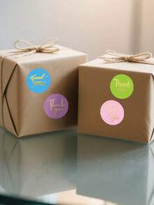 500张/卷 金色箔纸“谢谢”贴纸，适合节日派对 - 彩色 - 查看 5