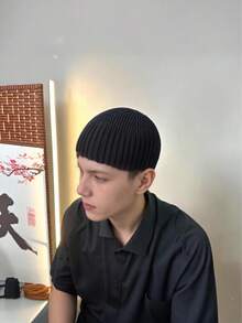 男士纯色针织帽，无缝保暖帽，时尚休闲风格，适合所有季节 - 針織帽 - 查看 3
