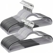 Perchas de Ropa, Juego de 50, Antideslizantes, Gancho Giratorio de 360°, Gris Claro y Gris Oscuro - Gris claro + gris oscuro - Ver 2