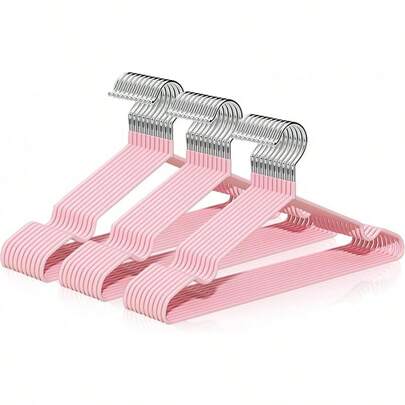 Ganchos para Ropa de Acero Inoxidable - 20 Piezas Antideslizantes