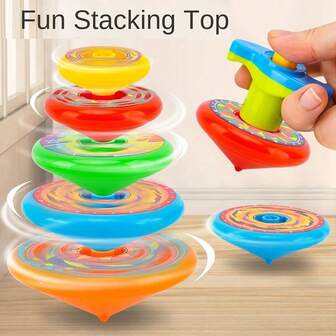 5-lagers stapelbar gyroskopleksak, klassisk PK-stridsleksak, roligt nytt gyroskop, stapelrotation i flera lager, julklapp (gyroskop och avfyrningsraketfärg skickas slumpmässigt)