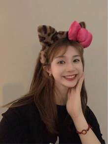 1pc Leopard Print Cat Ear Plush Headband, Cute Hair Hoop For Women, Suitable For Facial Masks And Holding Hair Back,Hairband,Hair Hoop Headbands