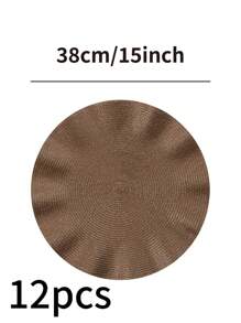 1/4/6/12pcs Bohemian Style Woven Round Placemats, 15 Inch, Solid Color, Kitchen Dining Table Decor Coasters, Non-Slip Pads For Holiday Party, Birthday, Wedding, Dinner, Home Decor, Dorm (Multiple Color Options)