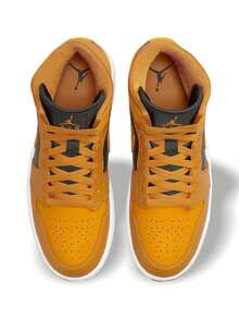 AIR JORDAN 1 MID 黄色 - 酸辣醬/黑/白/計程車 - 查看 1